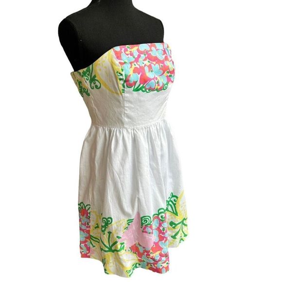 Lilly Pulitzer Lottie Women's Multicolor Strapless Floral Dress Size 0 - Picture 6 of 14
